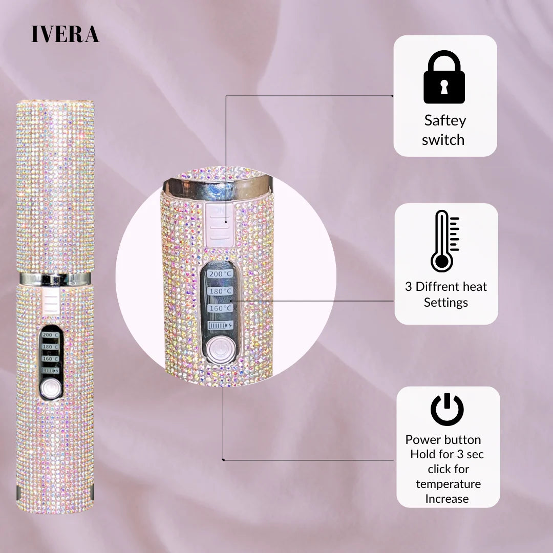 Drahokamová bezdrátová žehlička na vlasy